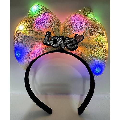 LED I��kl� Love Yaz�l� Sar� Fiyonk Ta� � K�z �ocuk Parti Tac�