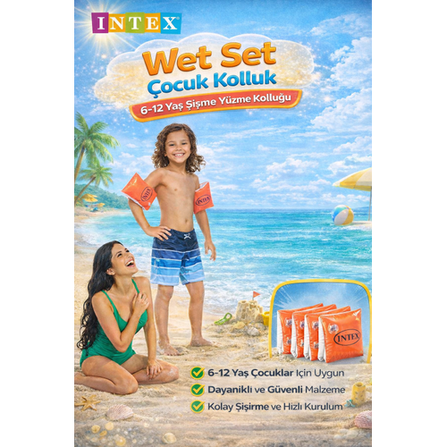 Intex 58641 Wet Set �ocuk Kolluk 6-12 Ya� �i�me Y�zme Kollu�u G�venli Deniz Havuz Kollu�u