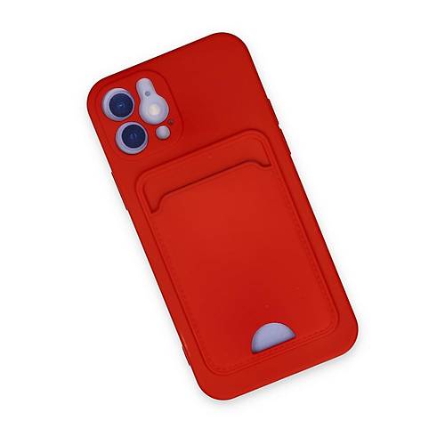 iPhone 12 K�l�f Kelvin Kartvizitli Silikon - K�rm�z�