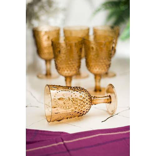 Akrilik Bal 6'l� Kadeh & Su Me�rubat Kahve Yan� Barda�� 450 ml ( Cam De�ildir )