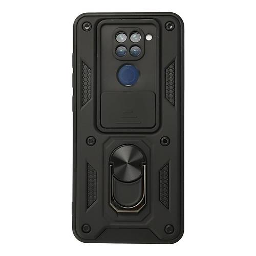 Redmi Note 9 K�l�f Pars Lens Y�z�kl� Silikon - Siyah