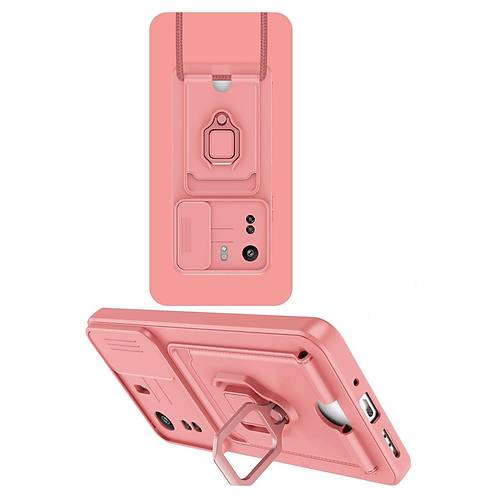 Redmi 13C K�l�f Zuma Kartvizitli Y�z�kl� Silikon - Pembe