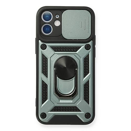 iPhone 12 Mini K�l�f Pars Lens Y�z�kl� Silikon - Ye�il