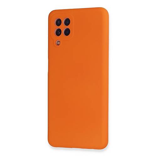Galaxy A22 K�l�f Nano i�i Kadife Silikon - Turuncu