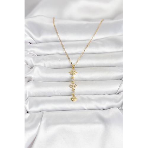 316L �elik Gold Renk Kutup Y�ld�z� Y Model Zirkon Ta�l� Kad�n Kolye