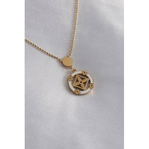 316L �elik Gold Renk �i�ek Fig�r Kad�n Kolye