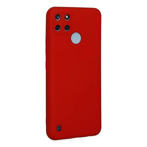 Realme C25Y K�l�f Nano i�i Kadife Silikon - K�rm�z�