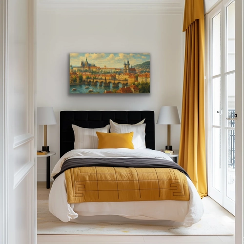 Prag �ehir Manzaras� Kanvas Tablo 60x120cm