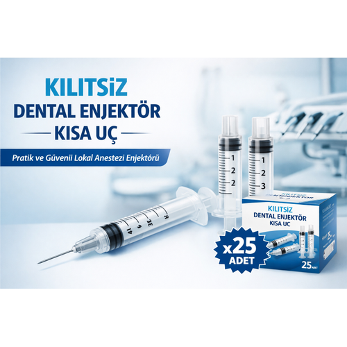 Kilitsiz Dental Enjekt�r K�sa U� (Luer Slip) - Steril Di� Hekimli�i ��r�ngas�