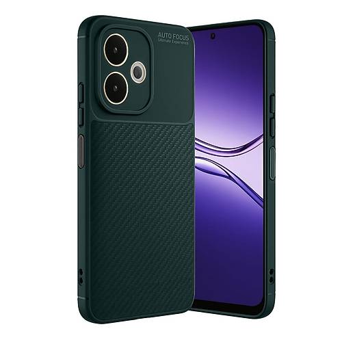 A5 Pro 4G K�l�f Auto Focus Karbon Kapak - Koyu Ye�il
