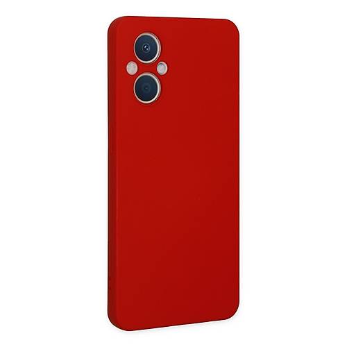 Reno 7 Lite K�l�f Nano i�i Kadife Silikon - K�rm�z�