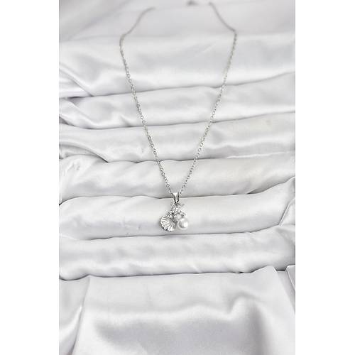 316L �elik Zincir G�m�� Renk Deniz Kabu�u ve Deniz Y�ld�z� Model Zirkon Ta�l� Kad�n Kolye