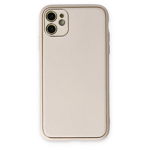 iPhone 12 K�l�f Coco Deri Silikon Kapak - Beyaz