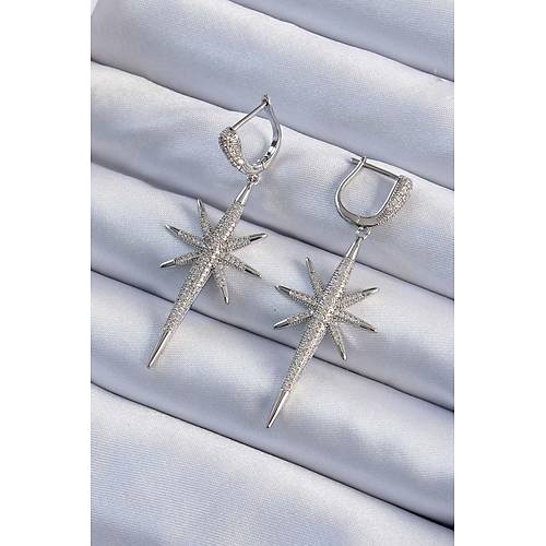 Pirin� G�m�� Renk Zirkon Ta� Kaplama Kutup Y�ld�z� Tasar�ml� Kad�n K�pe