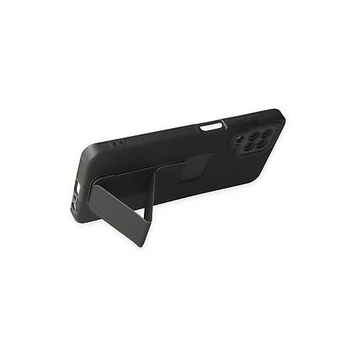 Galaxy A22 K�l�f Mega Standl� Silikon - Siyah