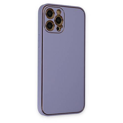 iPhone 12 Pro Max K�l�f Coco Deri Silikon Kapak - A��k Lila