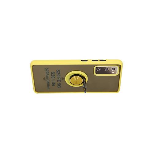 Galaxy S20 FE K�l�f Montreal Y�z�kl� Silikon Kapak - Sar�