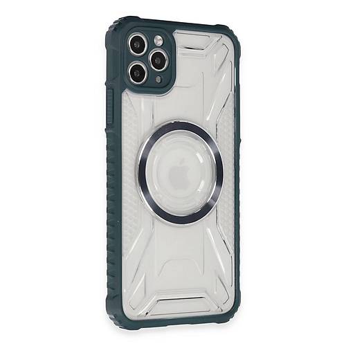 iPhone 11 Pro Max K�l�f Prag Magneticsafe Kapak - Koyu Ye�il