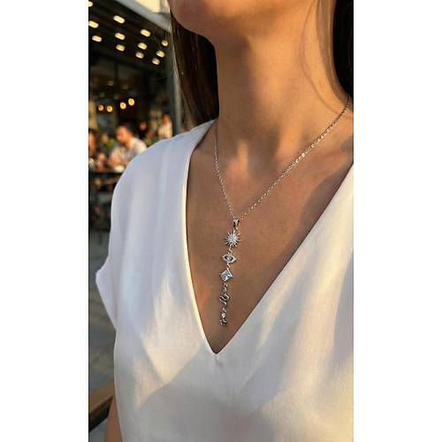 316L �elik Zincir G�m�� Renk G�ne� ve Enerji Model Kad�n Y Kolye