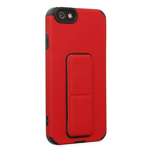 iPhone 6 K�l�f Mega Standl� Silikon - K�rm�z�