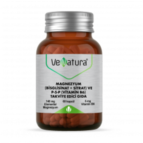 Magnezyum Bisglisinat Sitrat ve P-5-P (Vitamin B6) 60 Kaps�l