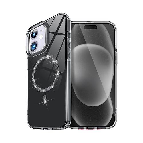 iPhone 11 Live Diamond Magsafe Kapak - Siyah