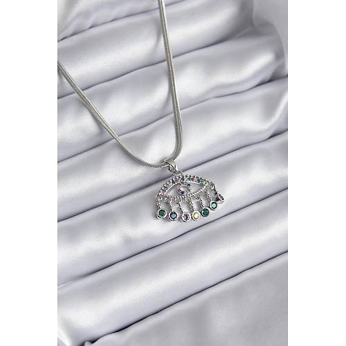 316L �elik G�m�� Renk �talyan Zincir Zirkon Ta�l� G�z Fig�r Kad�n Kolye