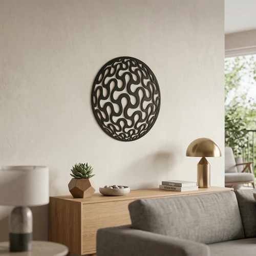 Geometrik Desenli Daire Duvar Tablosu MDF Lazer Kesim Modern Minimal Duvar S�s�