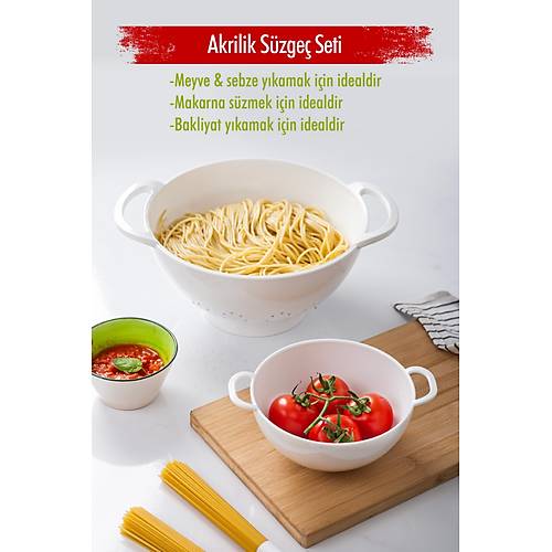 Akrilik Beyaz 2 Li S�zge� Seti ( Makarna & Pirin� S�zgeci )