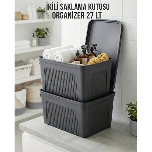 F�me 2'Li 27 LT �nit Saklama Kutusu & �ok Ama�l� Banyo Ve Ev D�zenleyici Organizer
