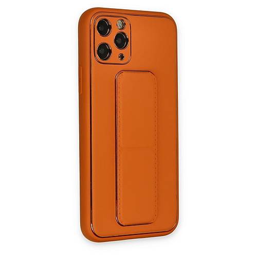 iPhone 11 Pro K�l�f Coco Deri Standl� Kapak - Turuncu