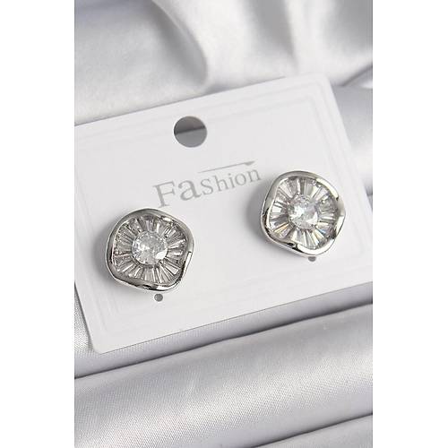 Pirin� G�m�� Renk Zirkon Ta�l� Yonca Model Kad�n K�pe