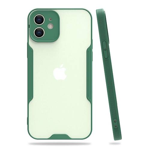 iPhone 12 K�l�f Platin Silikon - Ye�il