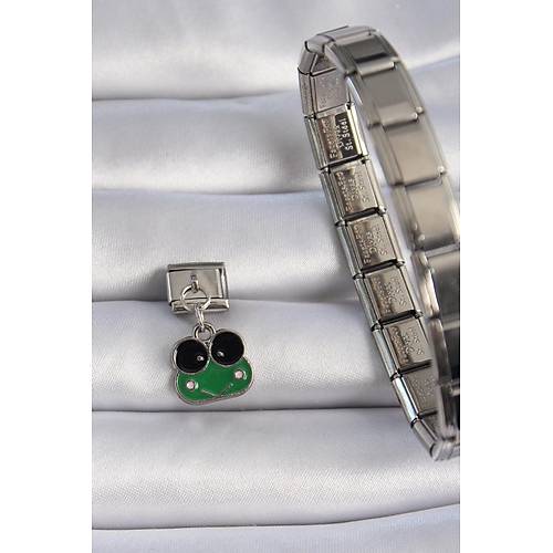 316L �elik G�m�� Renk Sallant�l� Ye�il Kurba�a Fig�r Nomination Charm