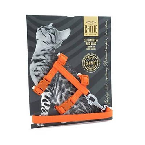 Kedi G���s ve Gezdirme Tasma Tak�m� Turuncu 1x25-40 Cm