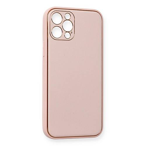 iPhone 12 Pro K�l�f Coco Deri Silikon Kapak - Pembe