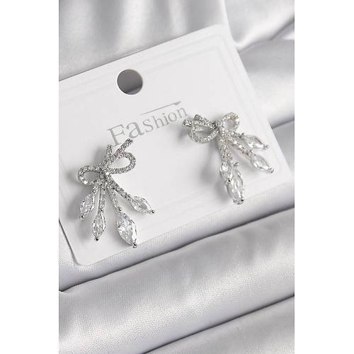 Pirin� G�m�� Renk Zirkon Ta�l� D���m Model Damla Zirkon Ta�l� Kad�n K�pe