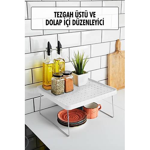 Metal Ayakl� Plastik G�vdeli Dolap I�i Raf D�zenleyici B�y�k Boy (28*30*15 Cm)