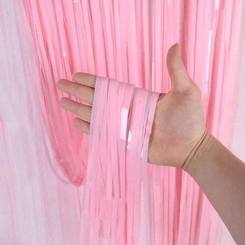 Soft Pembe P�sk�ll� Kap� Perdesi - Parti, Baby Shower, Cinsiyet Partisi 1x2 m
