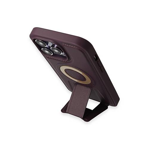 iPhone 14 Pro K�l�f Merk�r Magneticsafe Standl� Kapak - Derin Mor