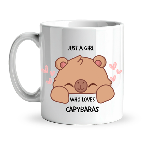 Just A Girl Who Loves Capybaras Yaz�l� Kapibara Tasar�ml� Kupa Model 215 Bask�l� Seramik Kahve Kupas�