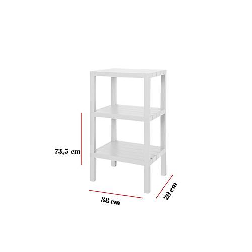 3 Katl� Beyaz Raf Kitapl�k & Banyo D�zenleyicisi 73,5 cm-BRNS0048