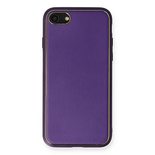 iPhone 7 K�l�f Coco Deri Silikon Kapak - Mor