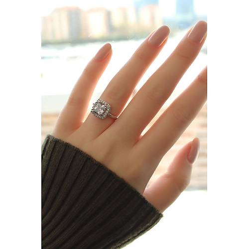 G�m�� Renk Baget ve Zirkon Ta�l� Kare Y�z�k