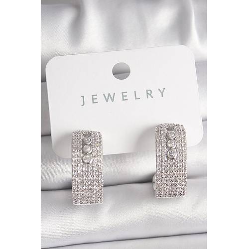 Pirin� G�m�� Renk Zirkon Ta�l� Halka Messika Model Kad�n K�pe