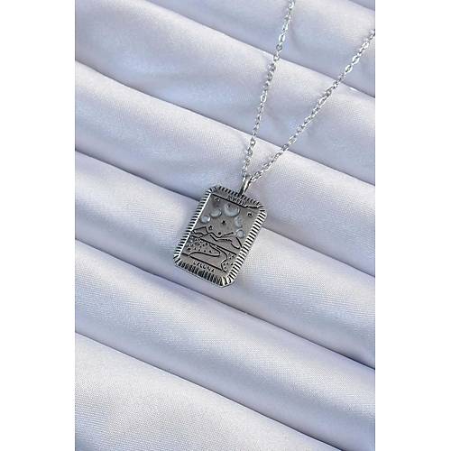 316L �elik Zincir Eskitme G�m�� Renk Ay Fig�rl� Tarot Kolye