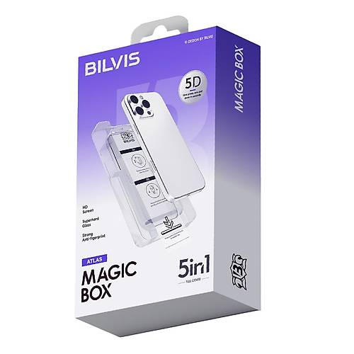 iPhone 12 Bilvis 5in1 3D Magic Cam Ekran Koruyucu - Siyah