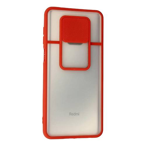 Redmi Note 9 Pro K�l�f Palm Buzlu Kamera S�rg�l� Silikon - K�rm�z�
