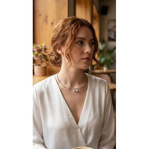 Pirin� G�m�� Renk Choker Model Zirkon Ta�l� Kad�n Kolye