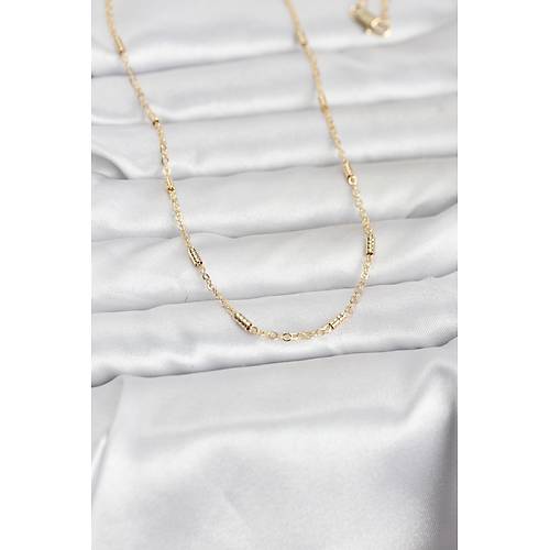 CM 14K Gold Renk Bar Zincir Model 60 cm Kad�n Kolye